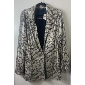 NWT ANTHROPOLOGIE JACKET XL BLAZER MAEVE SEQUIN METALLIC PYTHON SNAKE JORDYN